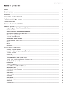 Table of Contents - Columbia College