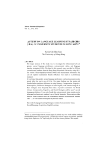 A STUDY ON LANGUAGE LEARNING STRATEGIES (LLSs) Of