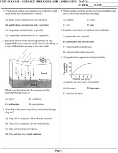 UNIT #5 EXAM -- SURFACE PROCESSES AND LANDSCAPES