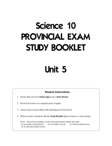 Science 10 PROVINCIAL EXAM STUDY BOOKLET Unit 5