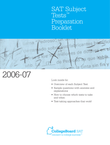 SAT Subject Tests™ Preparation Booklet