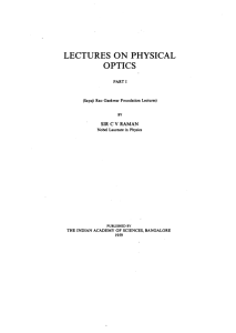 1959 Lectures on Physical Optics I