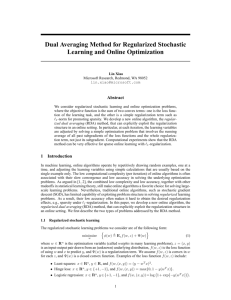 Dual Averaging Method for Regularized Stochastic Learning and