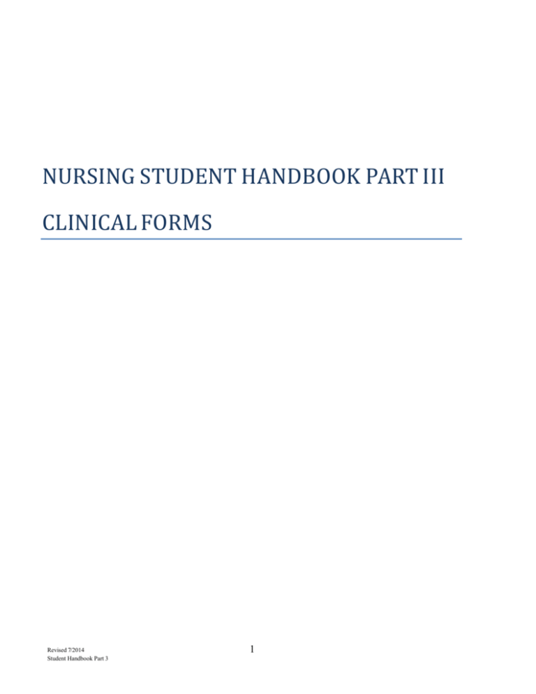 nursing student handbook part iii clinical forms