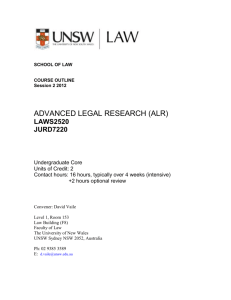 advanced legal research (alr) - Australasian Legal Information Institute