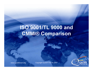 ISO 9001/TL 9000 and CMMI® Comparison