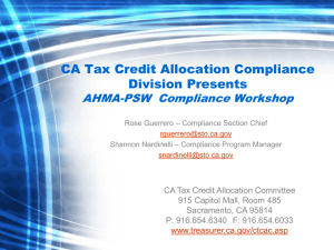 CA Tax Credit Allocation Compliance Division Presents - AHMA-PSW