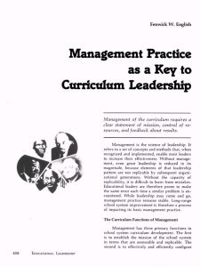 Management Practice as a Key to Curriculum Leadership