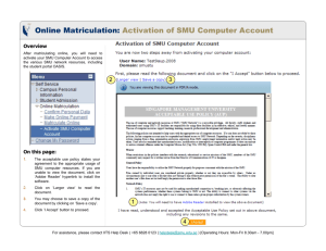 Online Matriculation: Activation of SMU Computer Account