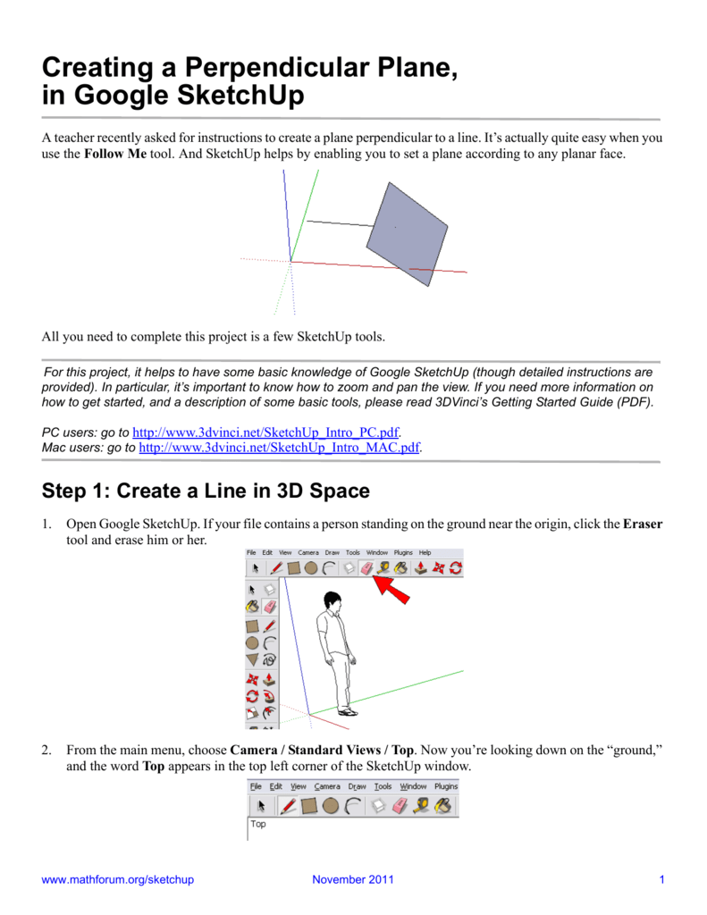 Creating A Perpendicular Plane In Google Sketchup