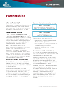 Partnerships - Queensland Building and Construction Commission