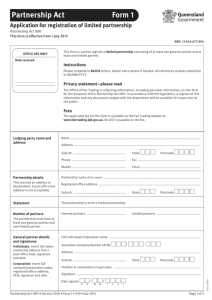 Partnership Form 1 - Application for registration of limited partnership