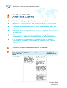 Queensland - Legal Recognition of Same