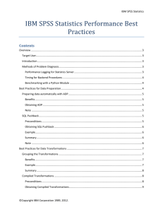 IBM SPSS Statistics Performance Best Practices