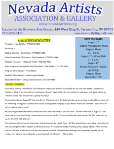 august 2015 newsletter - The Nevada Artists Association