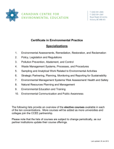 Certificate in Environmental Practice Specializations