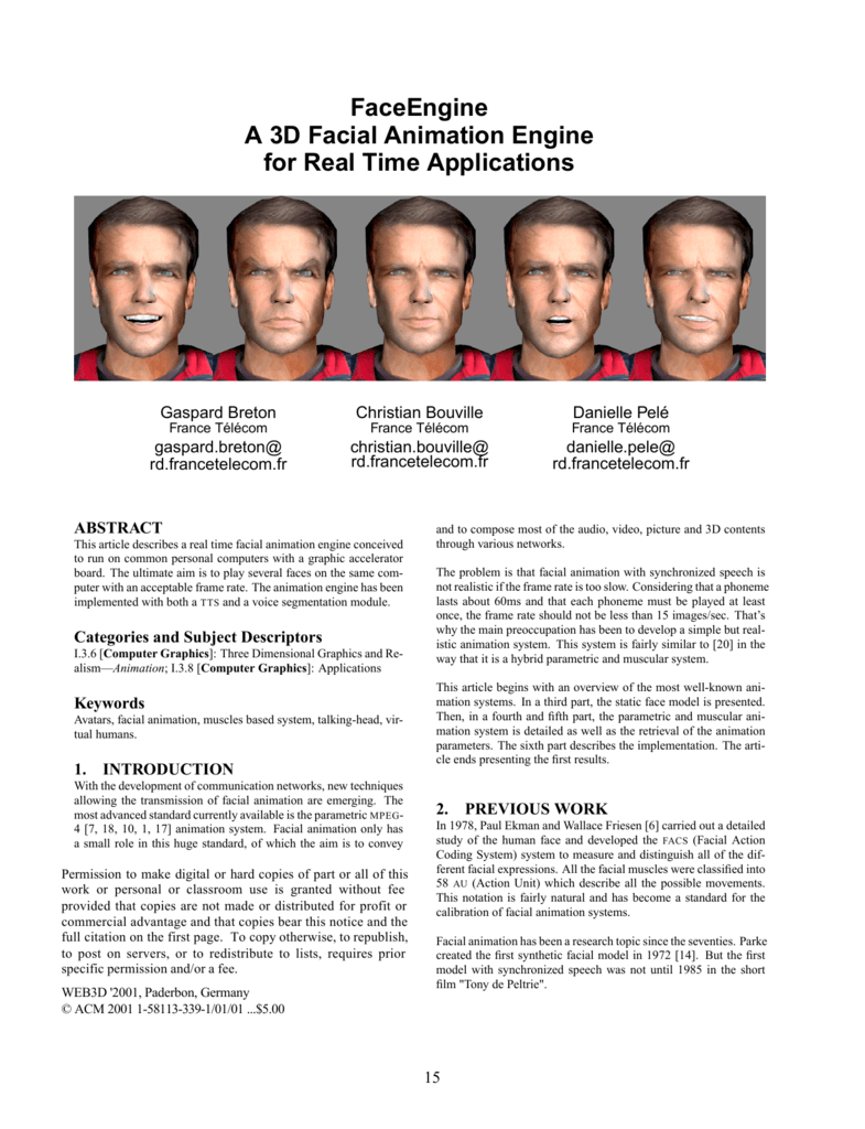 FaceEngine A 3D Facial Animation Engine for Real Time Applications