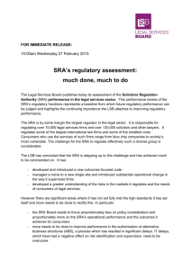 SRA's regulatory assessment