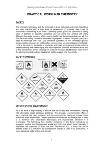 PRACTICAL WORK IN IB CHEMISTRY