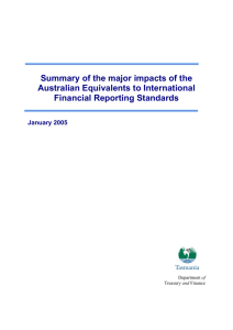 Summary of the major impacts of the Australian Equivalents to