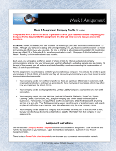 Week 1 Assignment: Company Profile (50 points)
