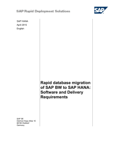 Rapid database migration of SAP BW to SAP HANA: Software and