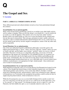 The Gospel and Sex by Tim Keller