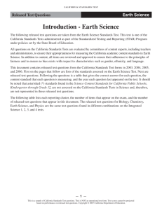 Earth Science Released Test Questions