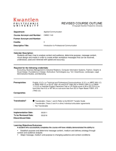 Course Outline Library - Appr - Kwantlen Polytechnic University