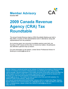 2009 CRA Tax Roundtable