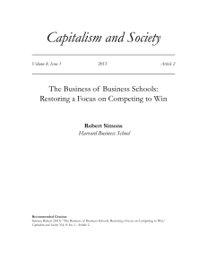 Business of Business Schools: Restoring a Focus on Competeing to