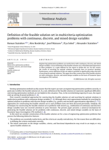 Definition of the feasible solution set in multicriteria optimization