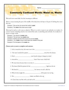 Commonly Confused Words: Waist vs. Waste