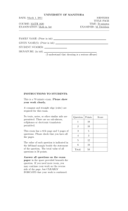 old midterm(2011) - University of Manitoba