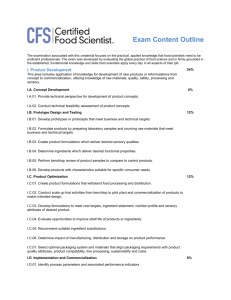 Certified Food Scientists (CFS) Examination Content Domain Outline