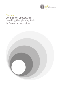 AFI Policy Note, Consumer Protection: Leveling the Playing Field in