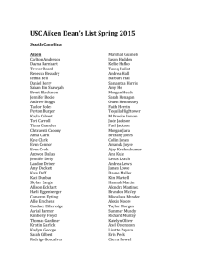 USC Aiken Dean's List Spring 2015