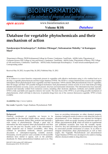 Database for vegetable phytochemicals and their