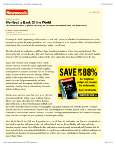 We Need a Bank Of the World | Print Article | Newsweek.com