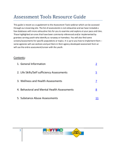 Assessment Tools Resource Guide - Runaway and Homeless Youth