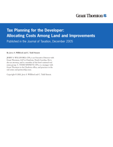 Tax Planning for the Developer: Allocating Costs Among Land and