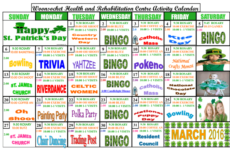 View Our Activities Calendar Woonsocket Health Rehabilitation