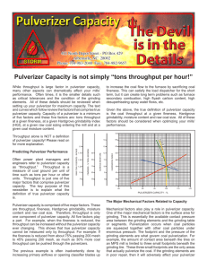 Pulverizer Capacity is not simply “tons throughput per hour!”
