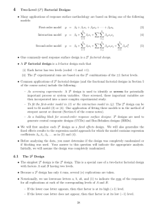 4 Two-Level  Factorial Designs • Many applications of response