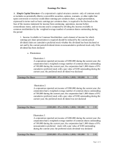 Earnings Per Share A. Simple Capital Structure-