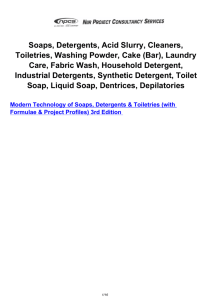 Soaps, Detergents, Acid Slurry, Cleaners, Toiletries, Washing