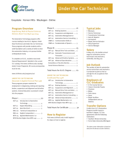 Automotive Technology Under the Car Technician Program Fact Sheet