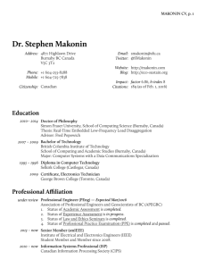 Curriculum Vitæ - Dr. Stephen Makonin