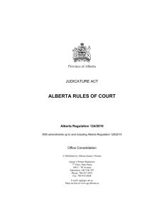 alberta rules of court - Alberta Queen's Printer