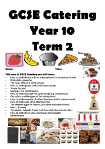 Year 10 Recipe List Term 2